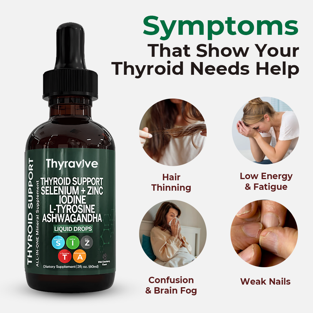 ThyraVive Thyroid Support  | Selenium + Zinc L-Tyrosine Iodine Ashwagandha Liquid Drops