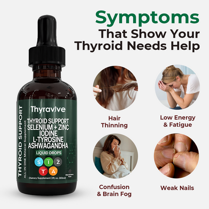 ThyraVive Thyroid Support  | Selenium + Zinc L-Tyrosine Iodine Ashwagandha Liquid Drops